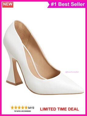 Pointed Toe High Heel Pumps Flared Heel Slip-On Dress Shoes